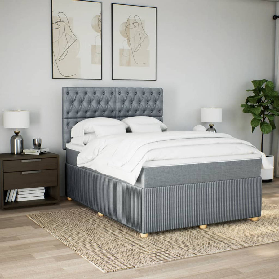 Boxspring met matras stof lichtgrijs 160x200 cm