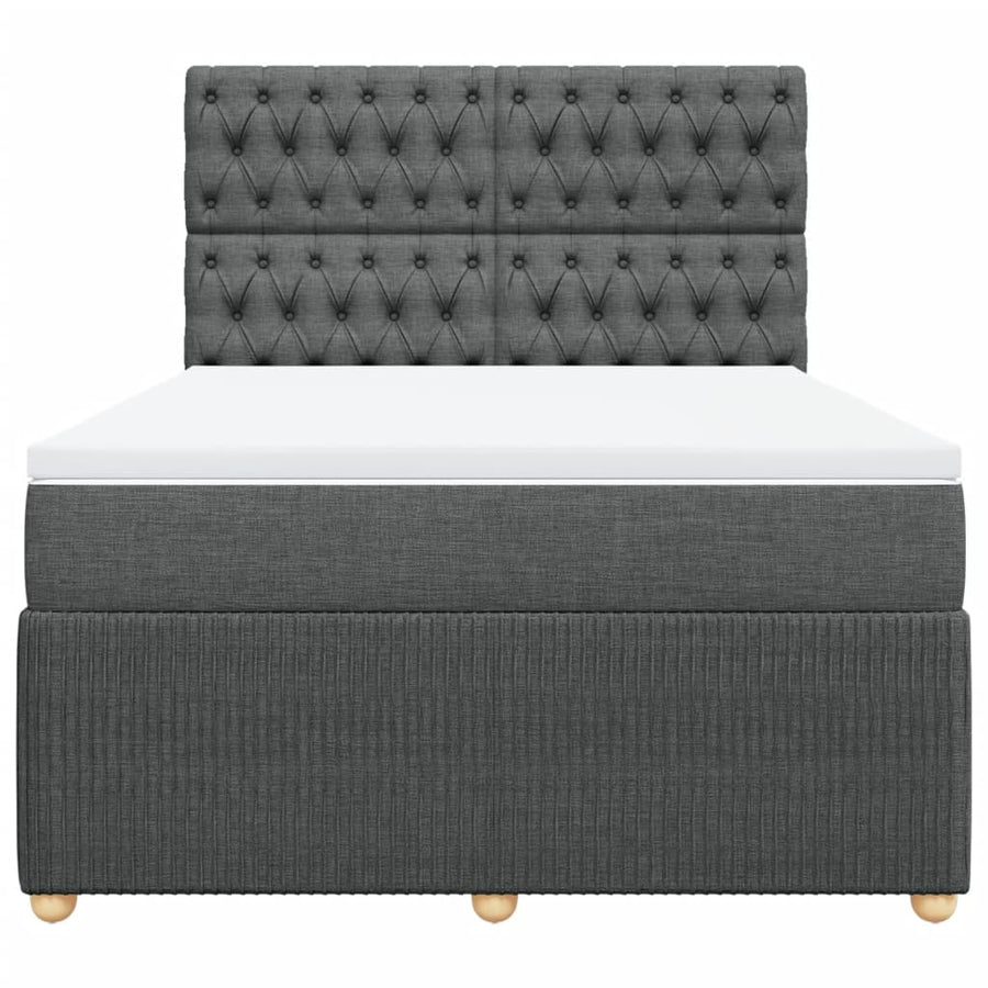 Boxspring met matras stof donkergrijs 160x200 cm