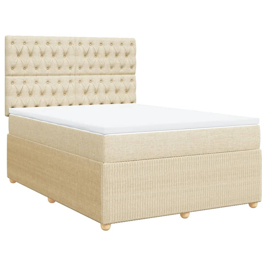 Boxspring met matras stof crèmekleurig 160x200 cm