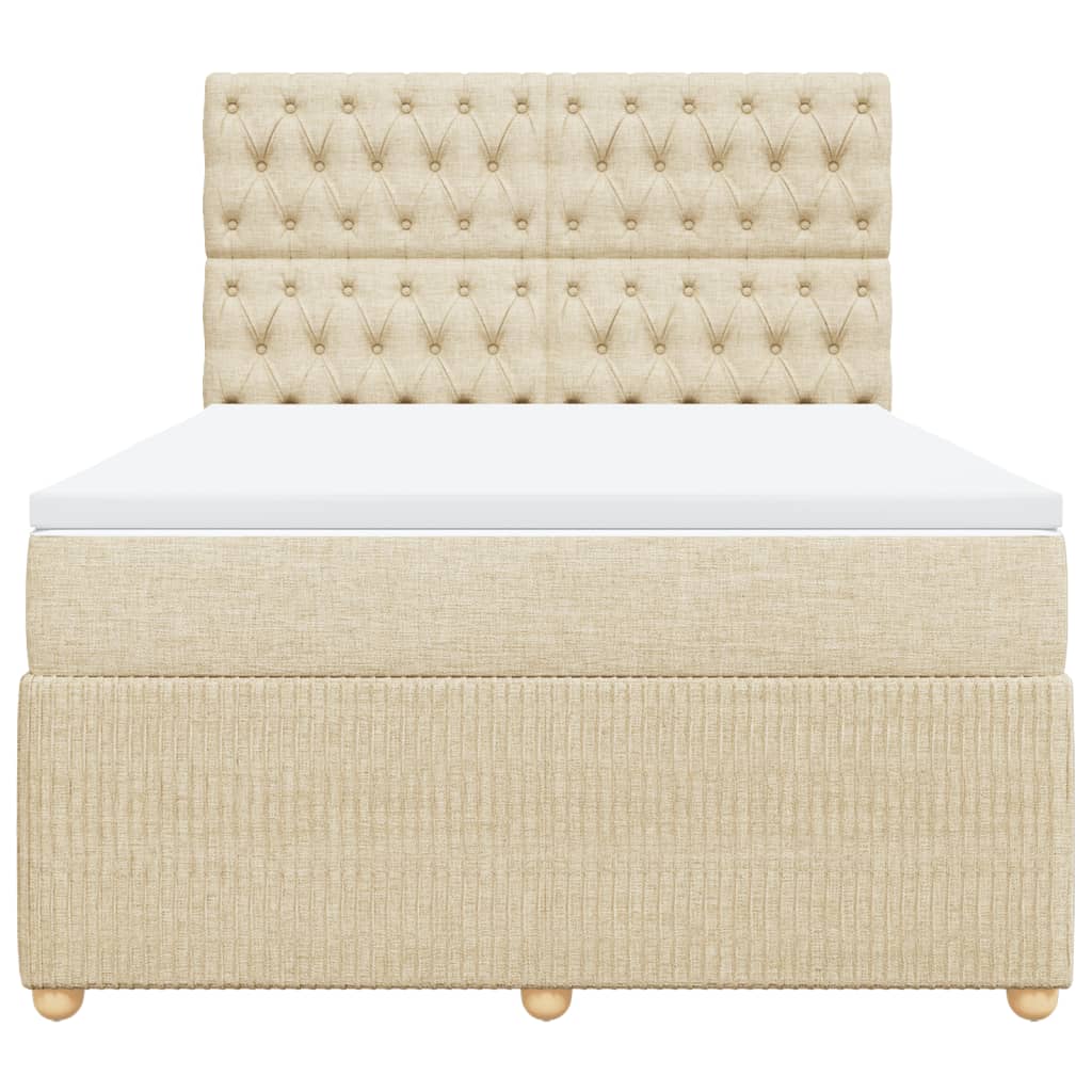 Boxspring met matras stof crèmekleurig 160x200 cm