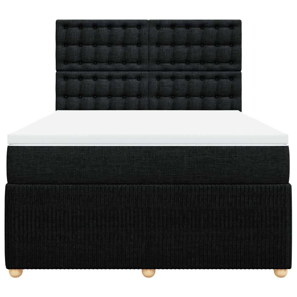 Boxspring met matras stof zwart 160x200 cm