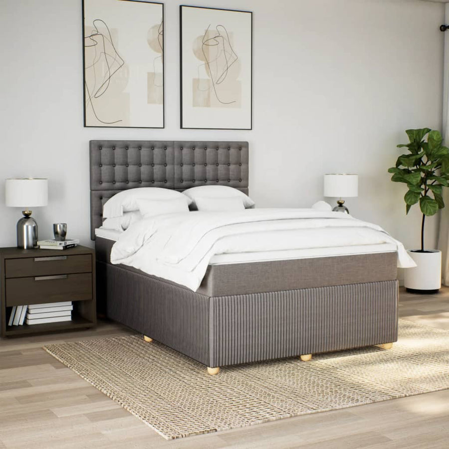 Boxspring met matras stof taupe 160x200 cm