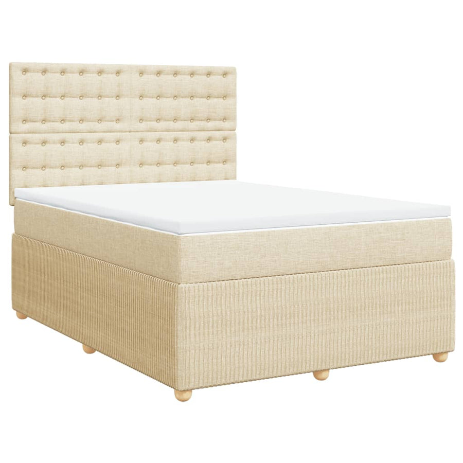 Boxspring met matras stof crèmekleurig 160x200 cm