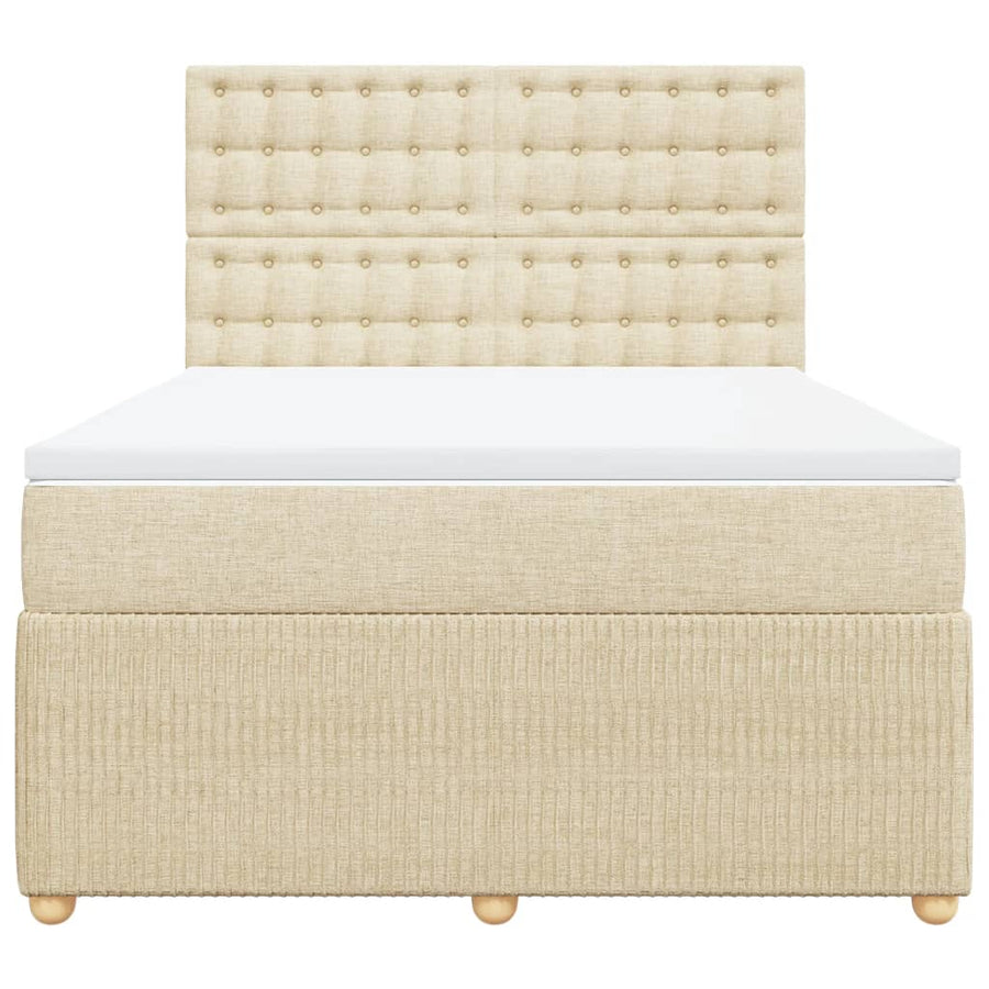 Boxspring met matras stof crèmekleurig 160x200 cm