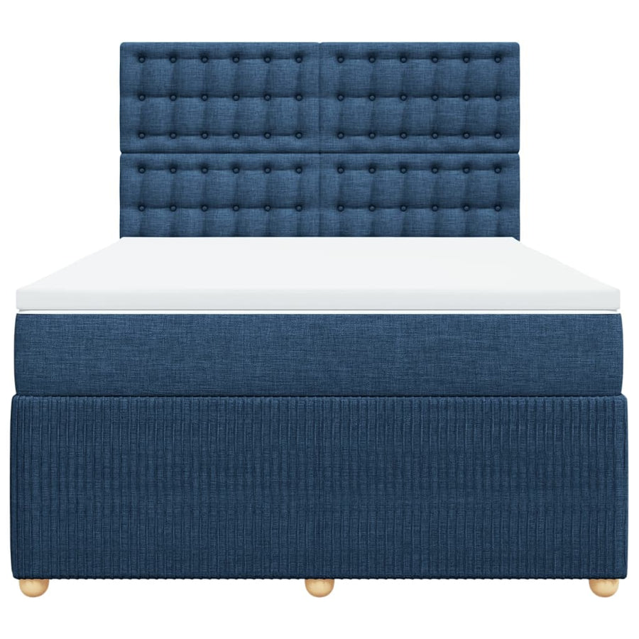 Boxspring met matras stof blauw 160x200 cm