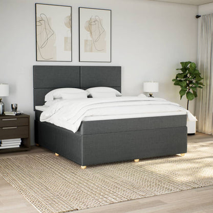 Boxspring met matras stof donkergrijs 180x200 cm