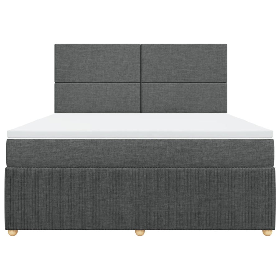 Boxspring met matras stof donkergrijs 180x200 cm