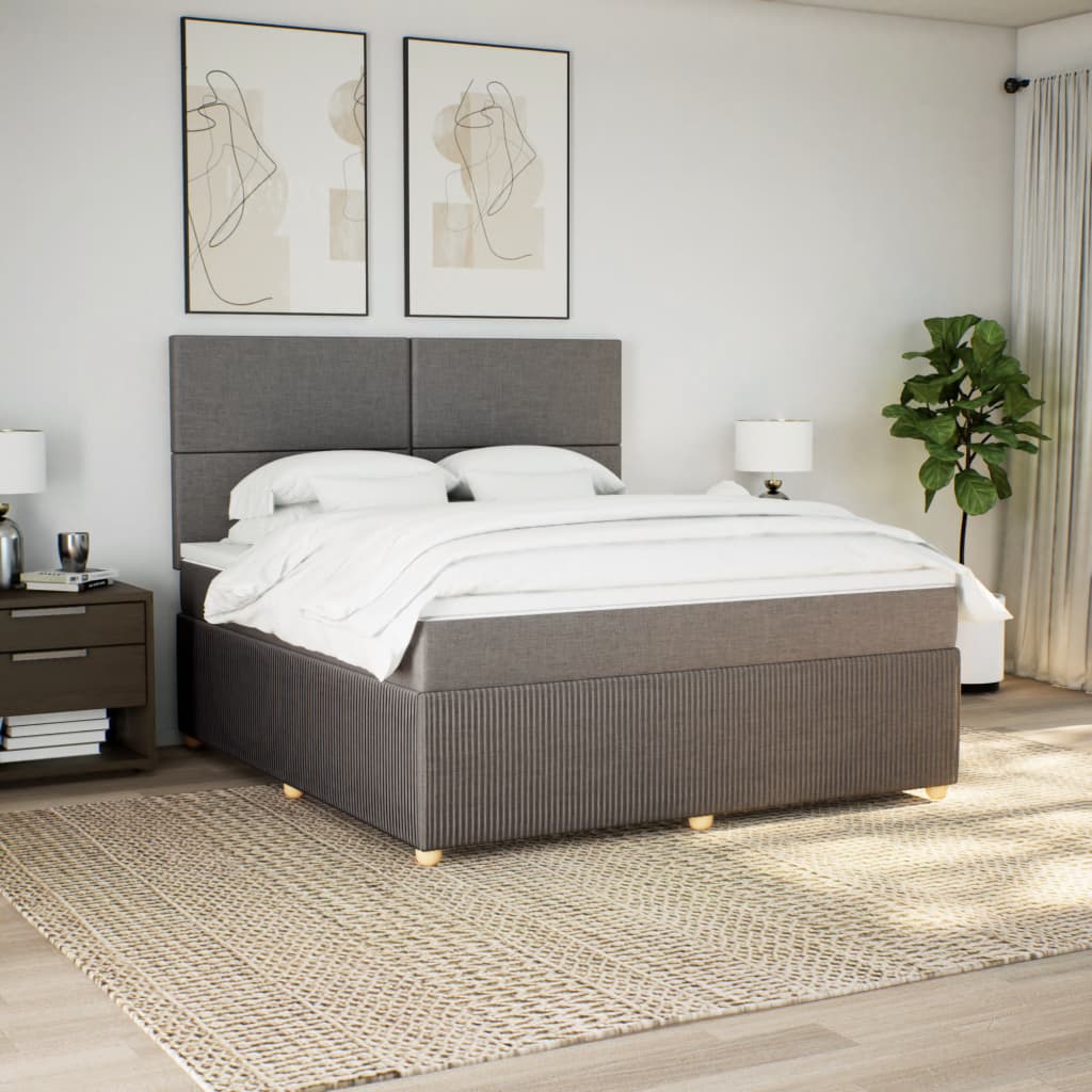 Boxspring met matras stof taupe 180x200 cm