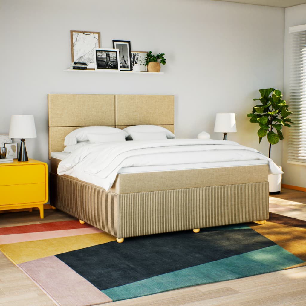 Boxspring met matras stof crèmekleurig 180x200 cm