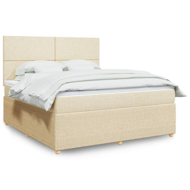 Boxspring met matras stof crèmekleurig 180x200 cm