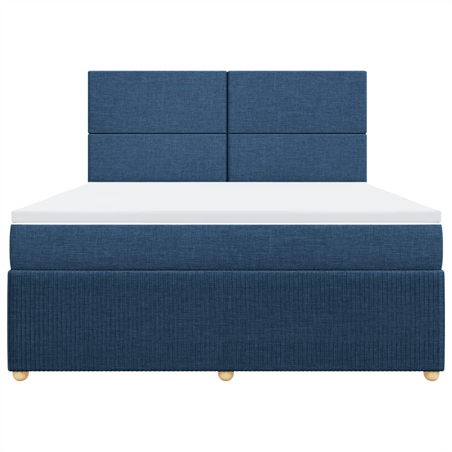 Boxspring met matras stof blauw 180x200 cm