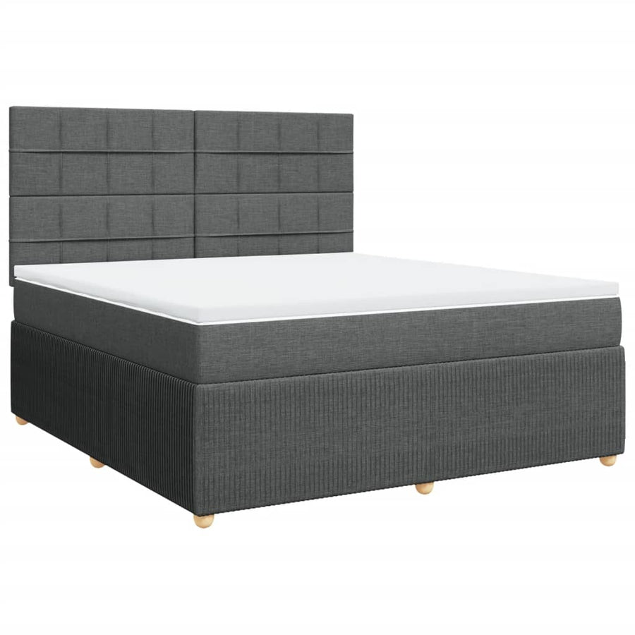 Boxspring met matras stof donkergrijs 180x200 cm