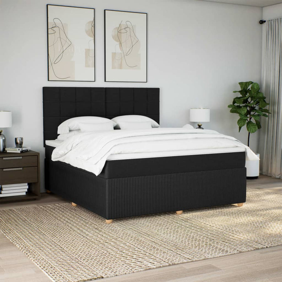 Boxspring met matras stof zwart 180x200 cm