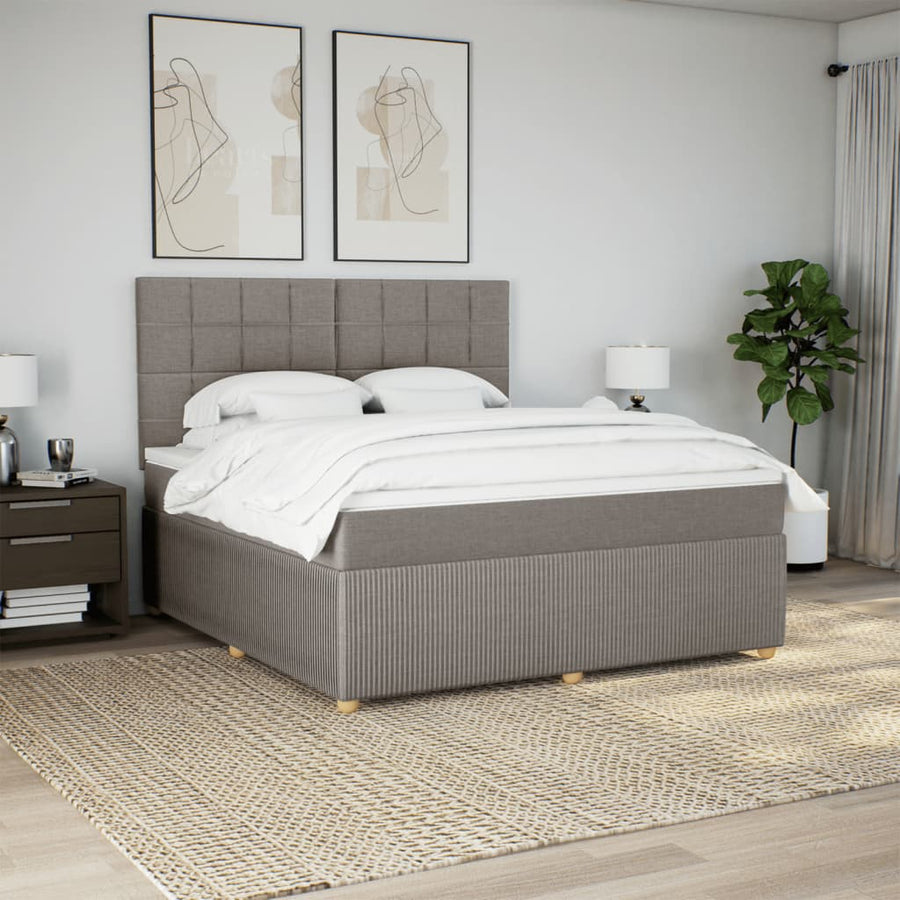 Boxspring met matras stof taupe 180x200 cm