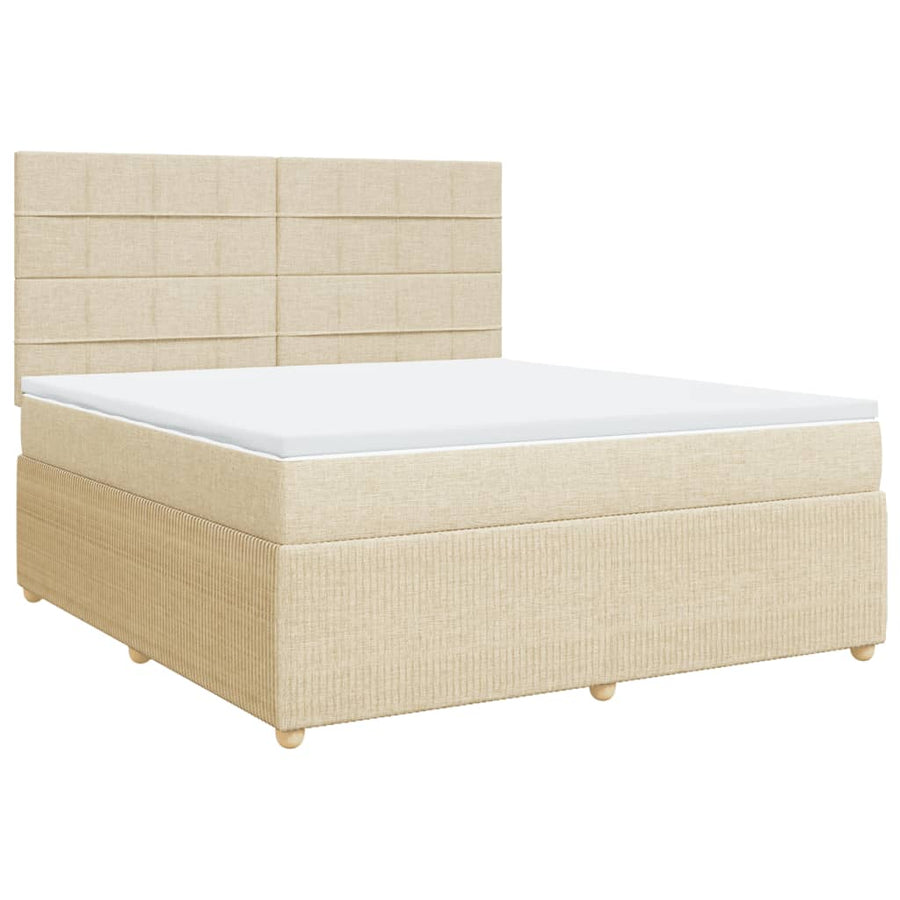 Boxspring met matras stof crèmekleurig 180x200 cm