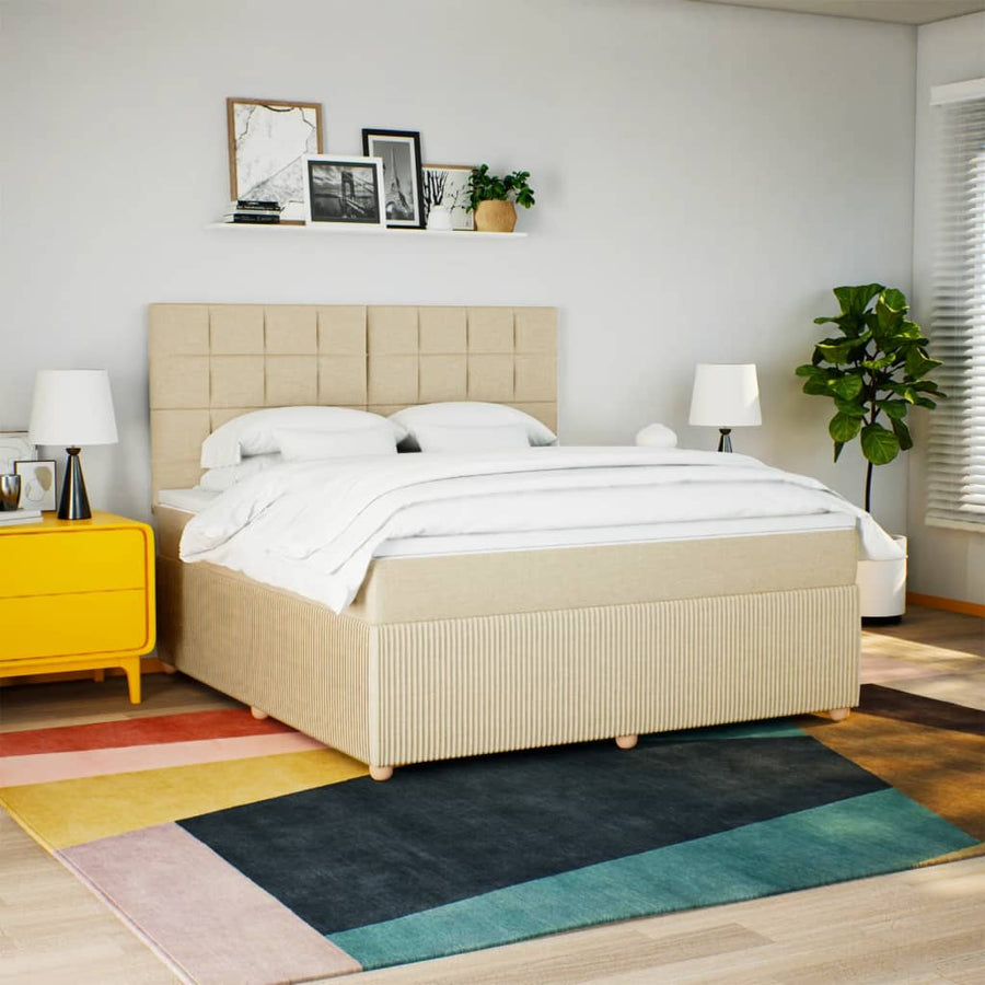 Boxspring met matras stof crèmekleurig 180x200 cm