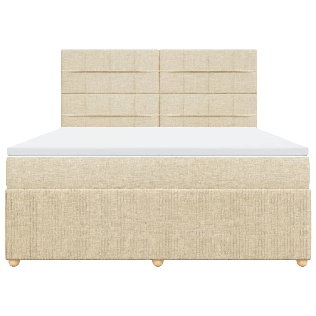 Boxspring met matras stof crèmekleurig 180x200 cm