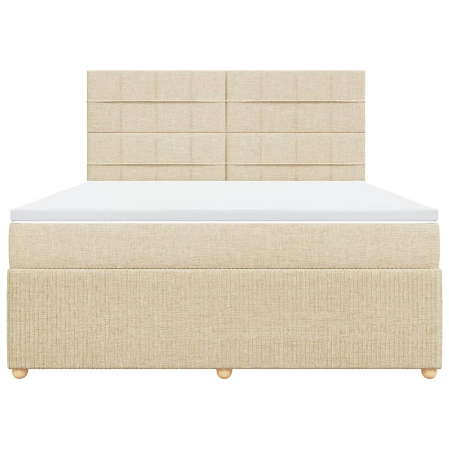 Boxspring met matras stof crèmekleurig 180x200 cm