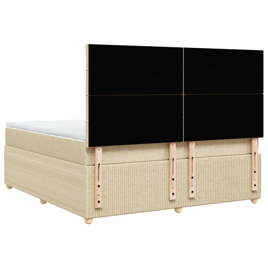 Boxspring met matras stof crèmekleurig 180x200 cm