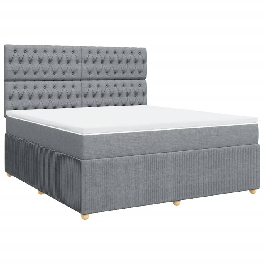 Boxspring met matras stof lichtgrijs 180x200 cm