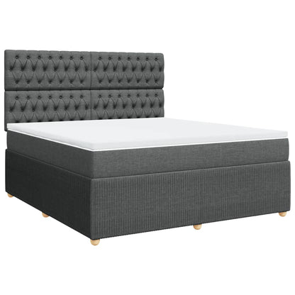 Boxspring met matras stof donkergrijs 180x200 cm