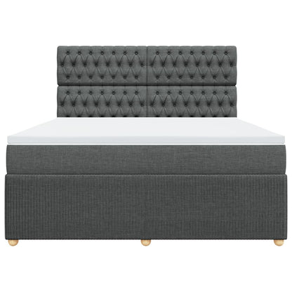 Boxspring met matras stof donkergrijs 180x200 cm