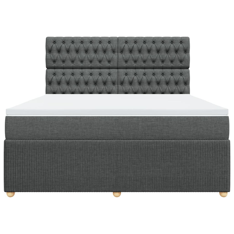 Boxspring met matras stof donkergrijs 180x200 cm