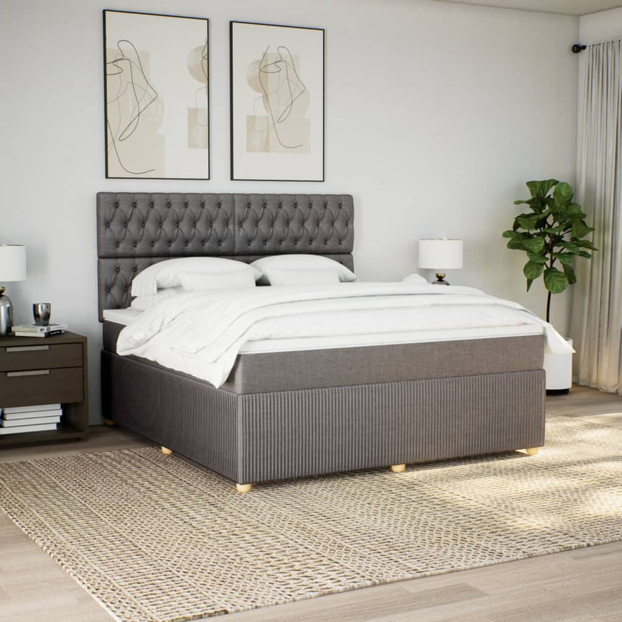 Boxspring met matras stof taupe 180x200 cm
