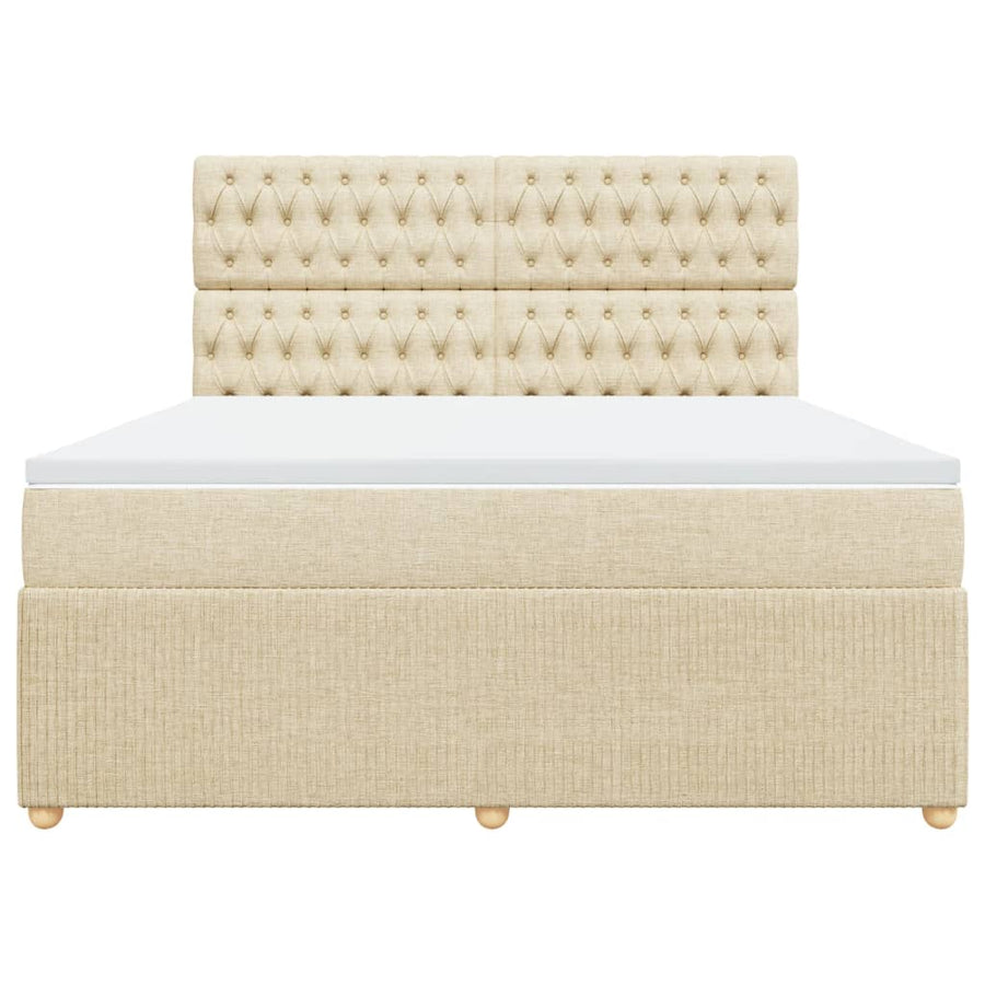 Boxspring met matras stof crèmekleurig 180x200 cm