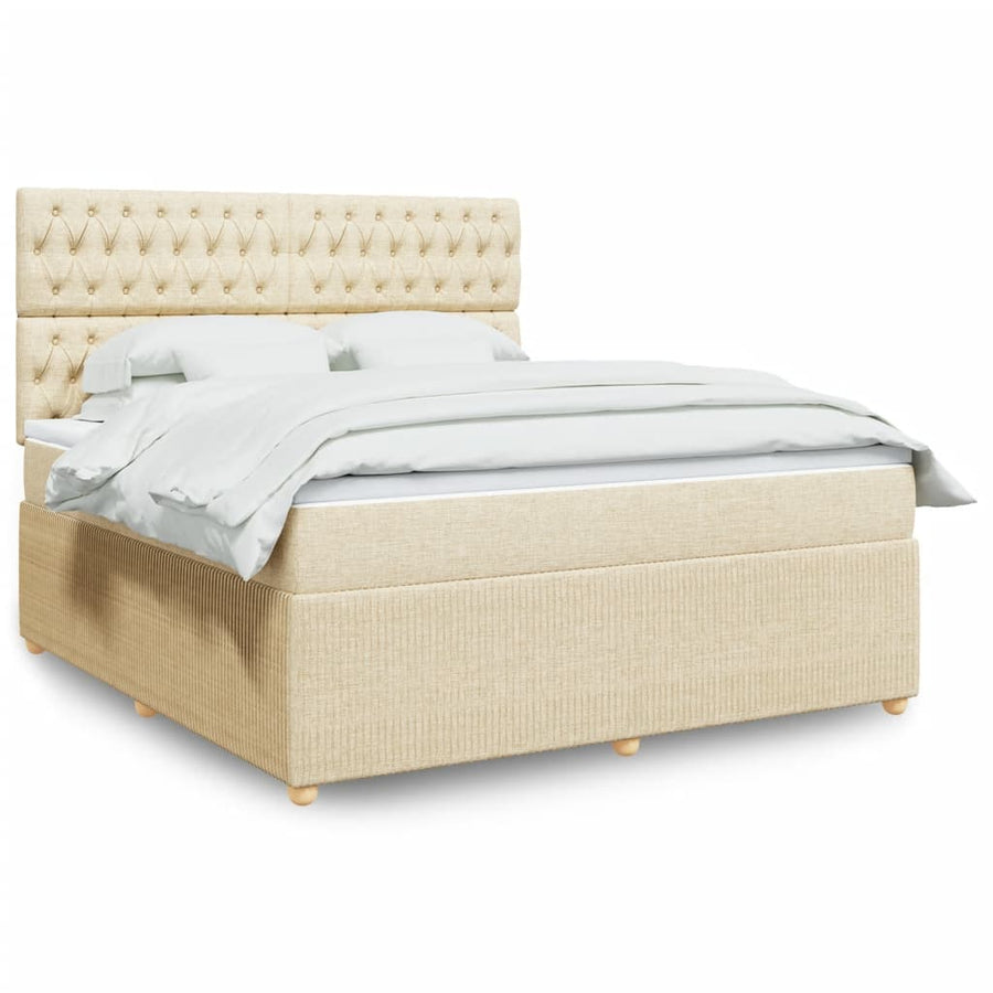 Boxspring met matras stof crèmekleurig 180x200 cm