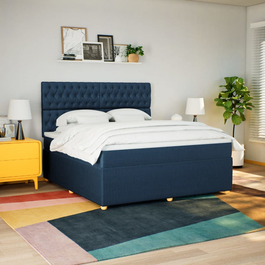 Boxspring met matras stof blauw 180x200 cm