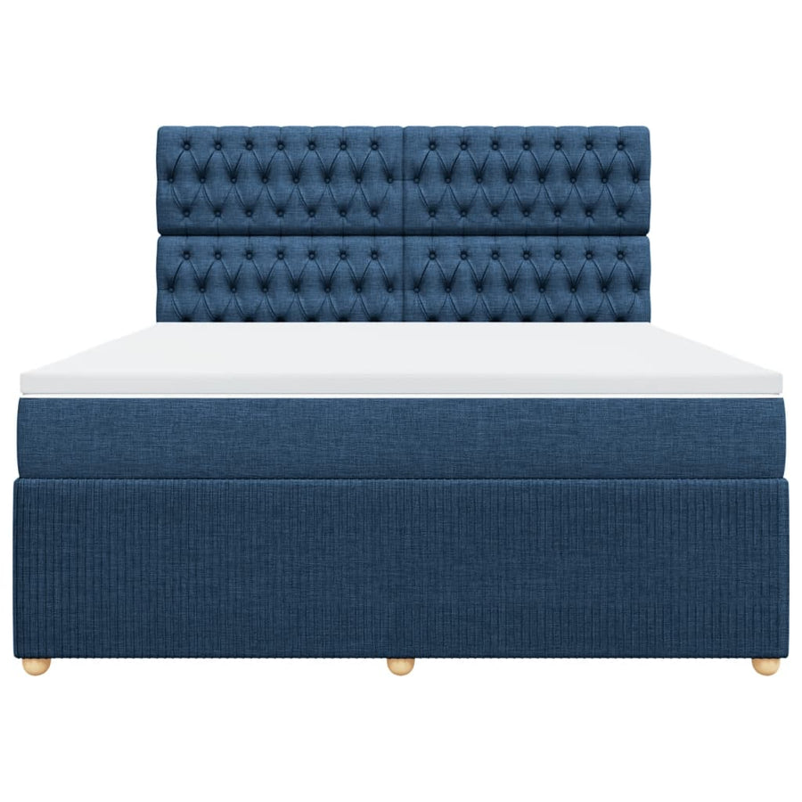 Boxspring met matras stof blauw 180x200 cm