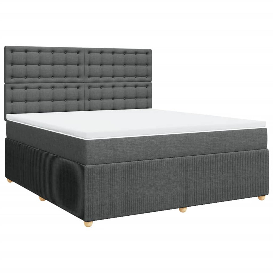 Boxspring met matras stof donkergrijs 180x200 cm