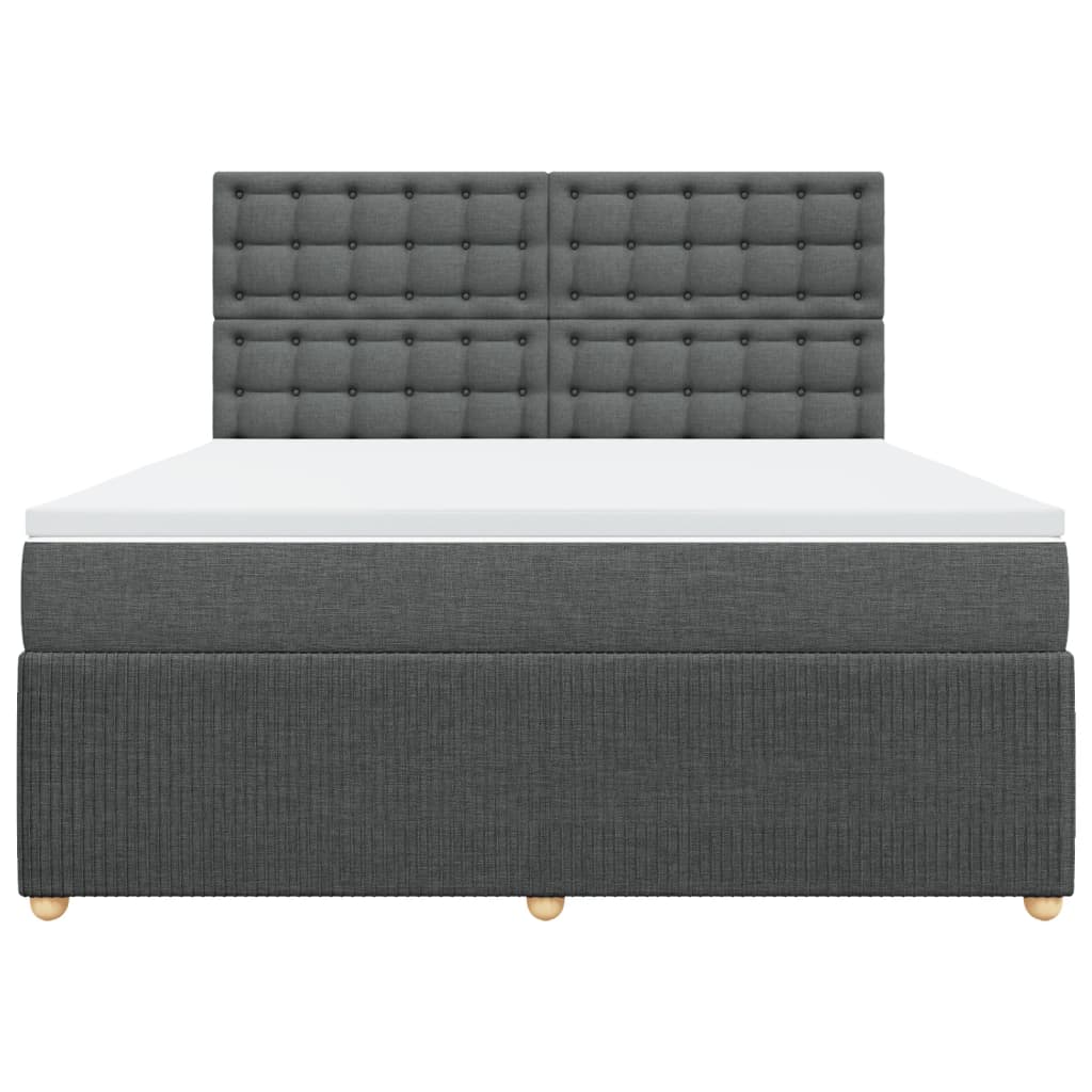 Boxspring met matras stof donkergrijs 180x200 cm