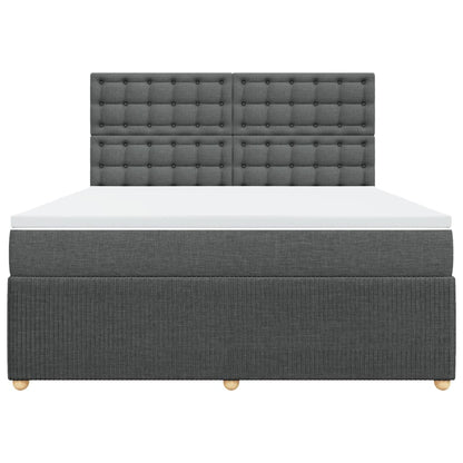Boxspring met matras stof donkergrijs 180x200 cm