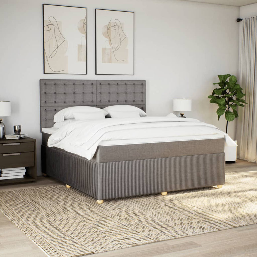Boxspring met matras stof taupe 180x200 cm