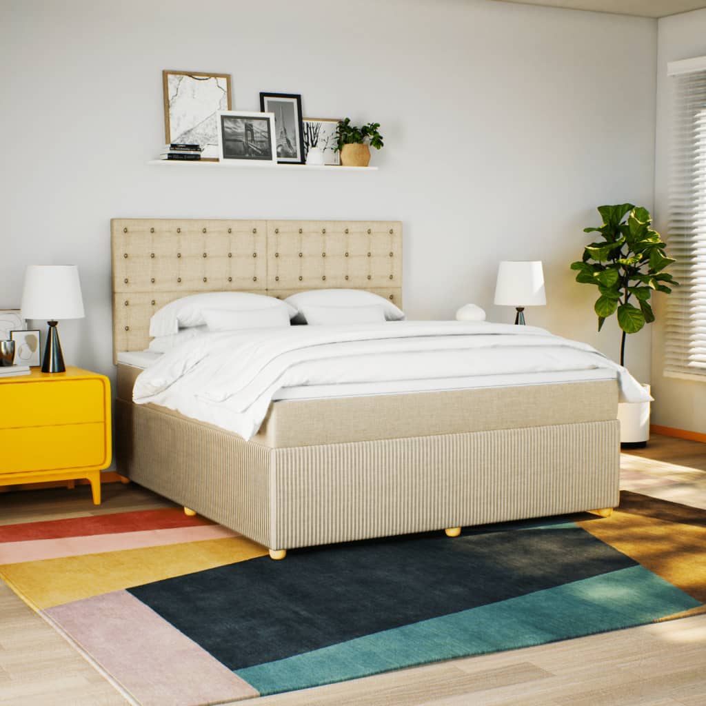 Boxspring met matras stof crèmekleurig 180x200 cm