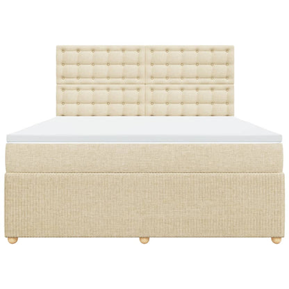 Boxspring met matras stof crèmekleurig 180x200 cm