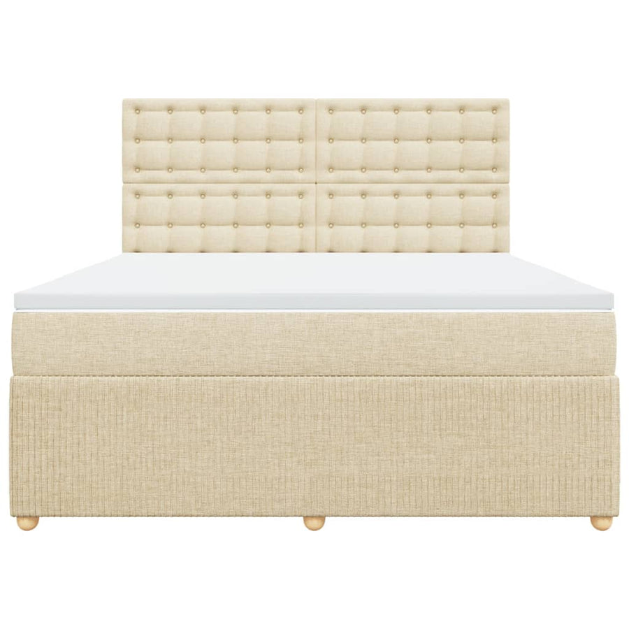 Boxspring met matras stof crèmekleurig 180x200 cm
