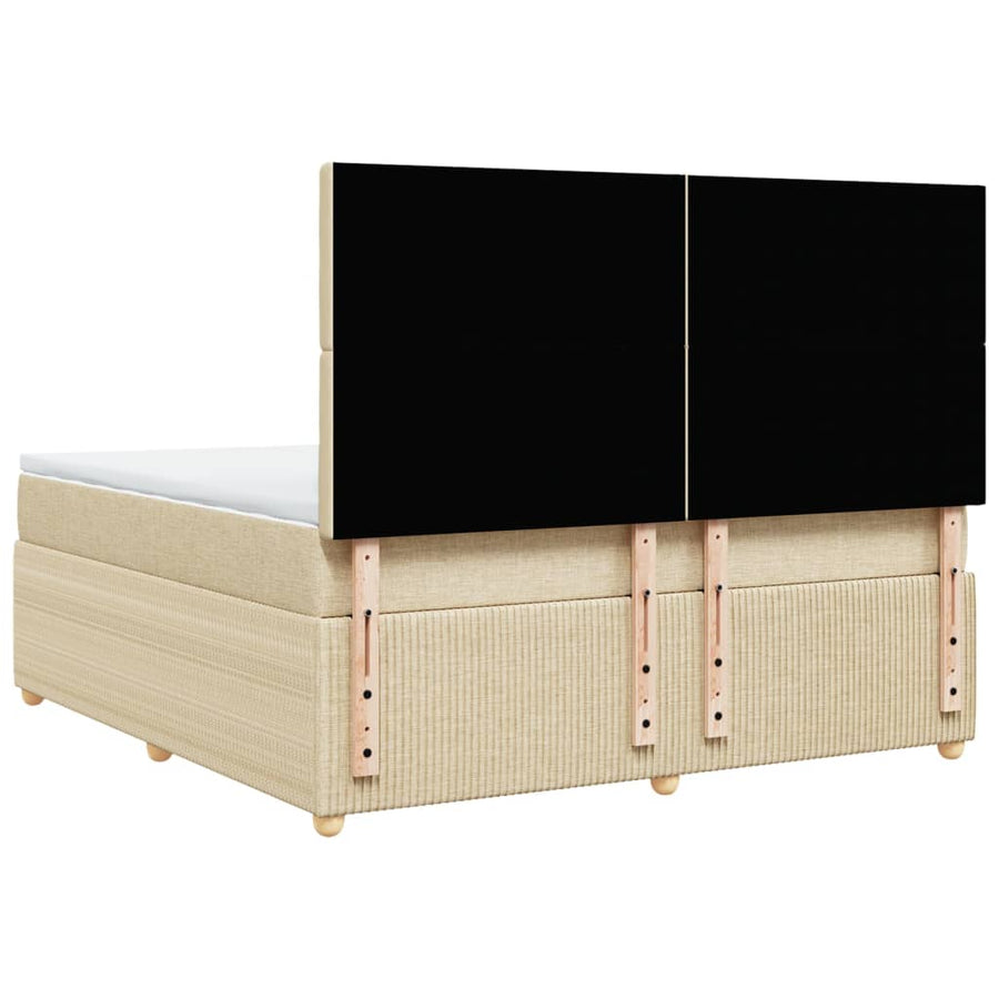 Boxspring met matras stof crèmekleurig 180x200 cm