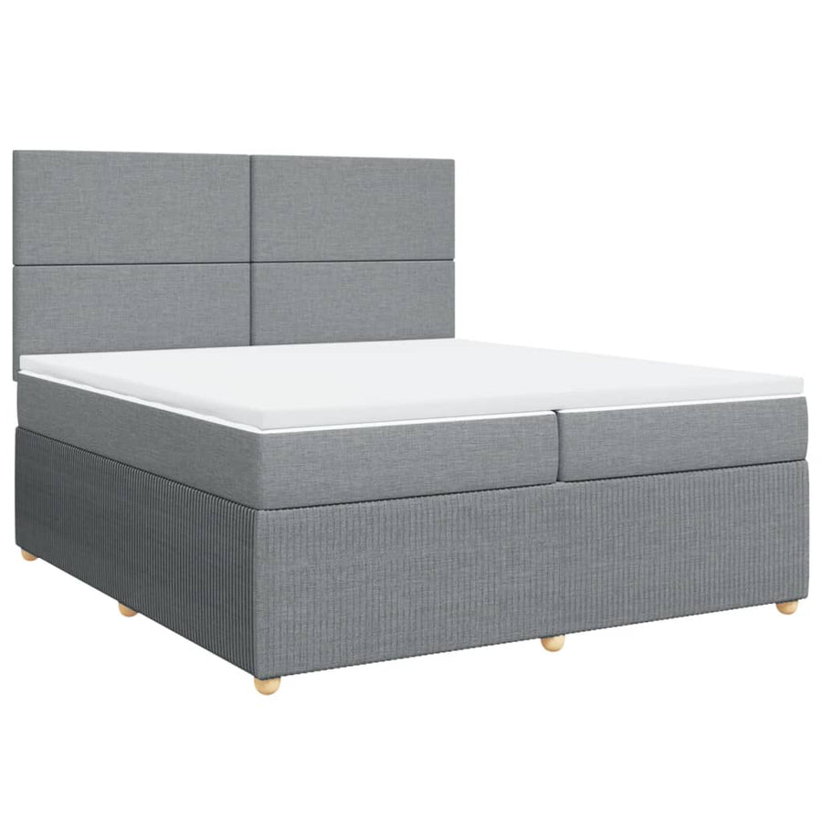 Boxspring met matras stof lichtgrijs 200x200 cm