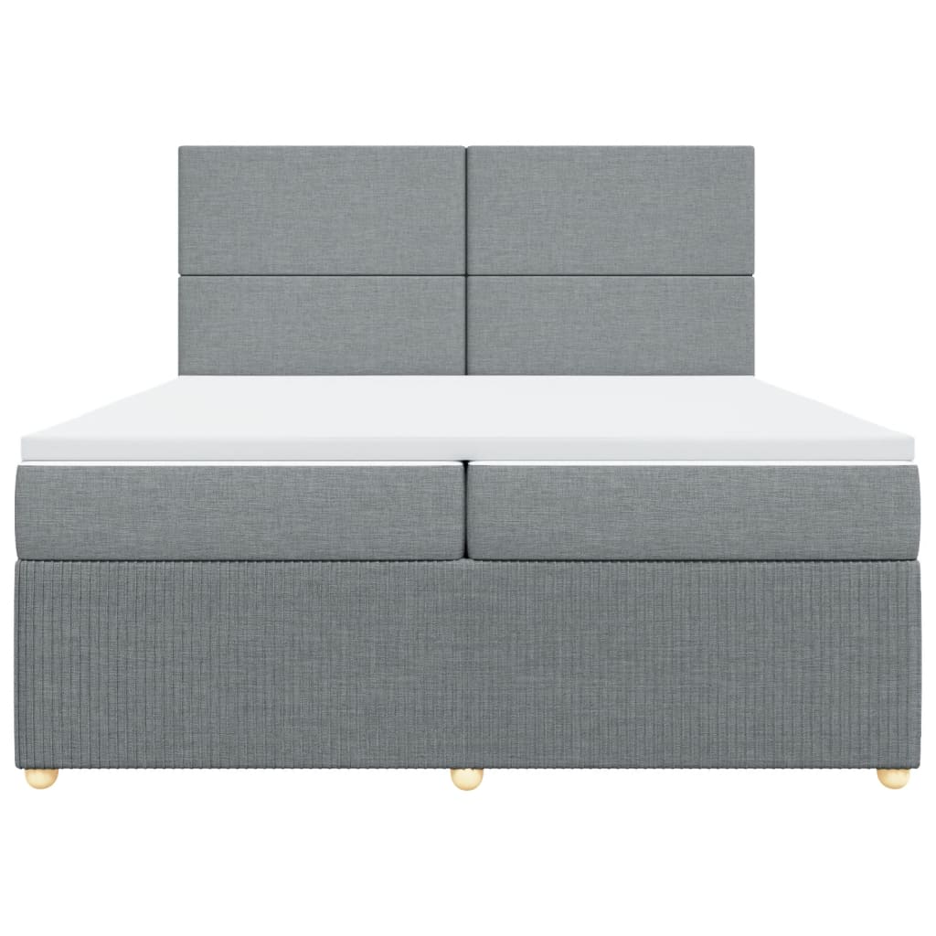 Boxspring met matras stof lichtgrijs 200x200 cm