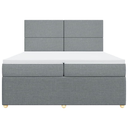 Boxspring met matras stof lichtgrijs 200x200 cm
