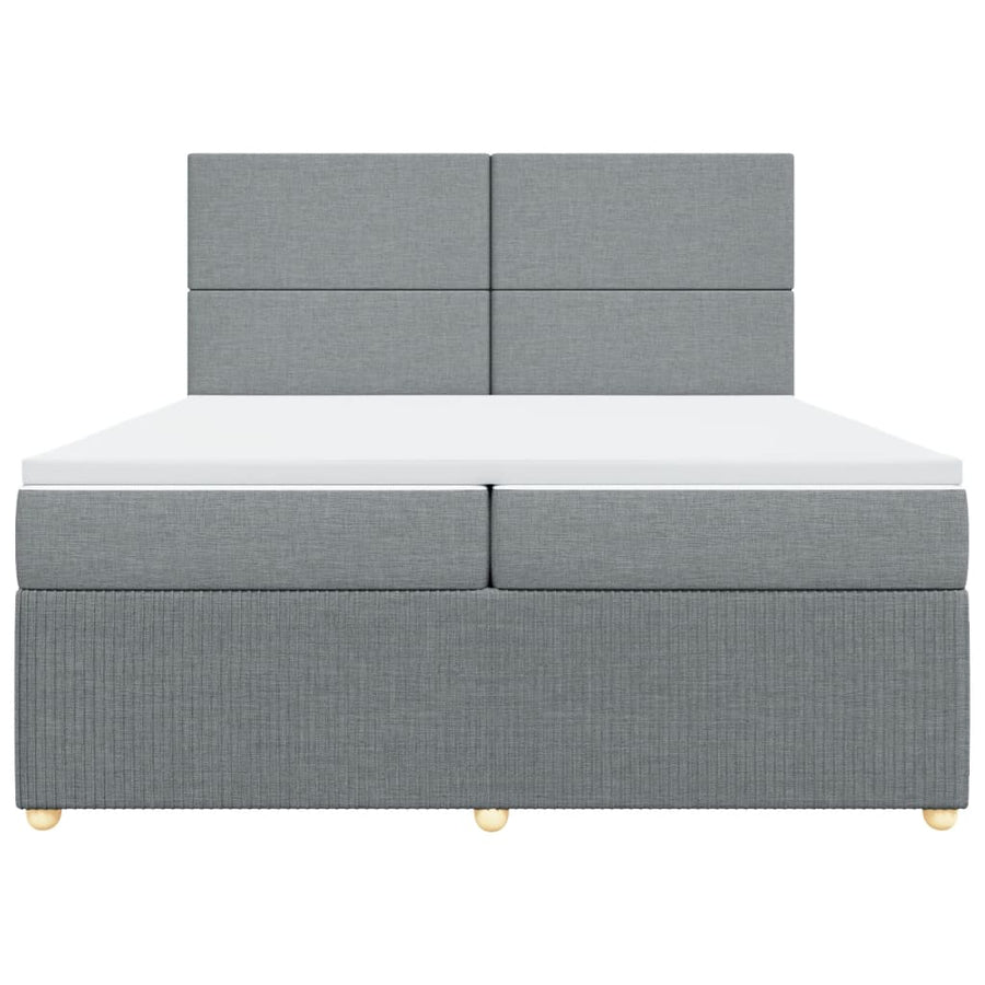 Boxspring met matras stof lichtgrijs 200x200 cm