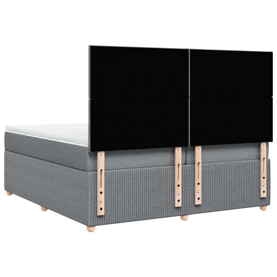 Boxspring met matras stof lichtgrijs 200x200 cm