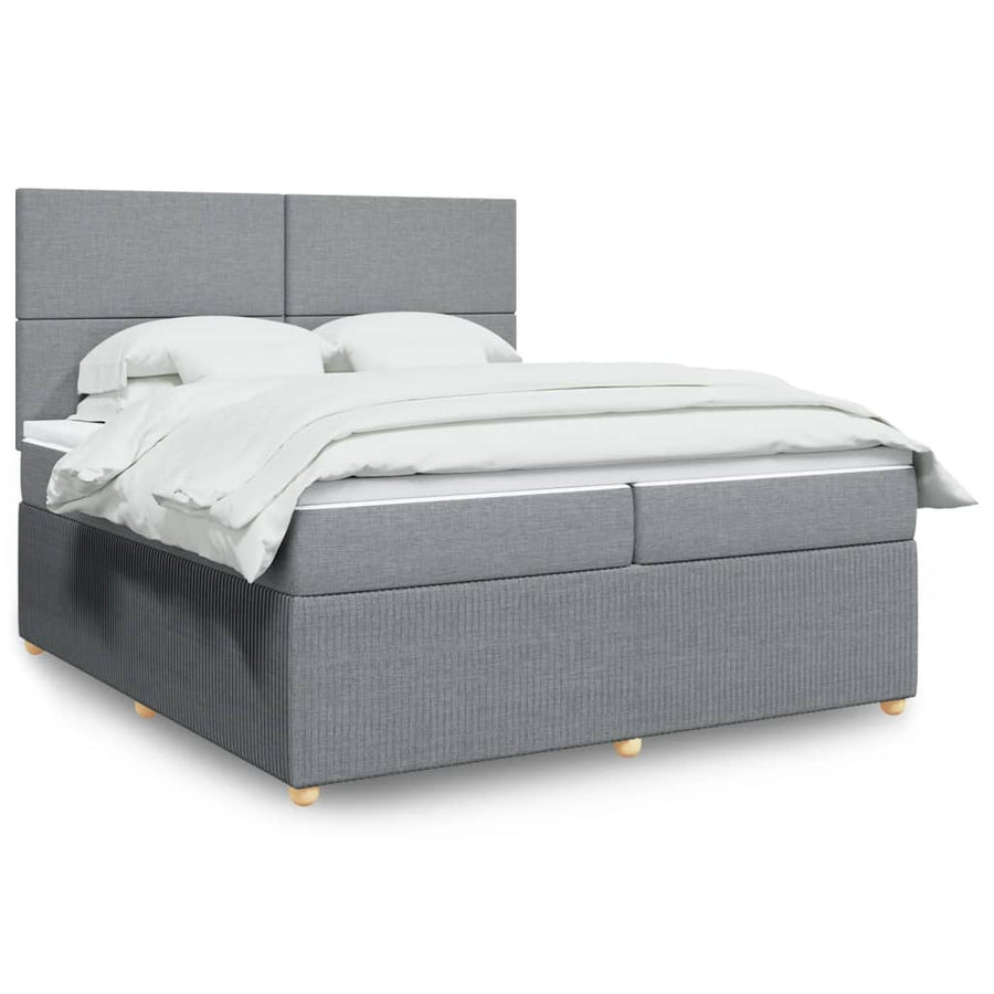 Boxspring met matras stof lichtgrijs 200x200 cm