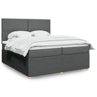 Box spring with dark gray fabric mattress 200x200 cm