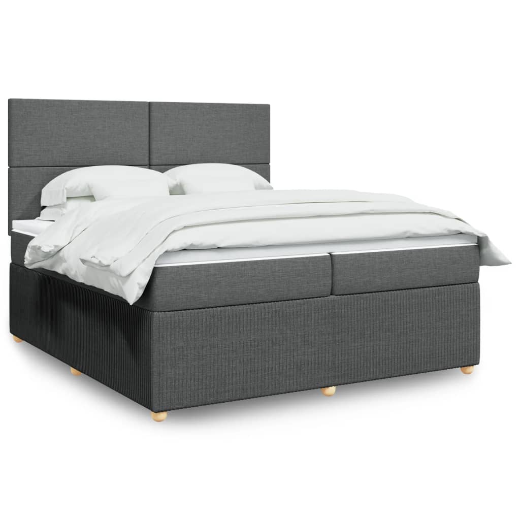Boxspring met matras stof donkergrijs 200x200 cm