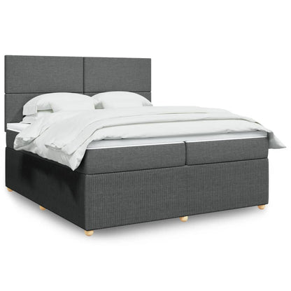 Boxspring met matras stof donkergrijs 200x200 cm