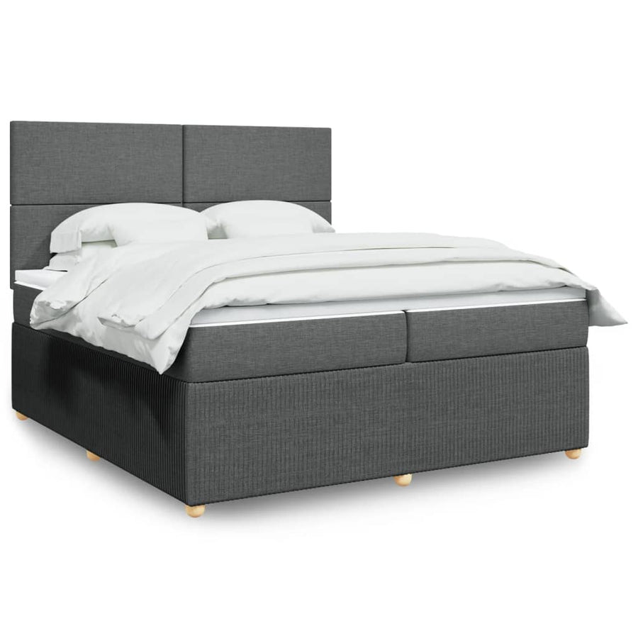 Boxspring met matras stof donkergrijs 200x200 cm